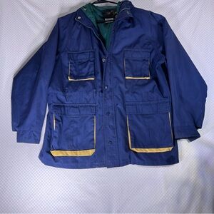 Vintage 1970's MONTGOMERY WARD Quality Outerwear Men's‎ Blue Parka Jacket Medium